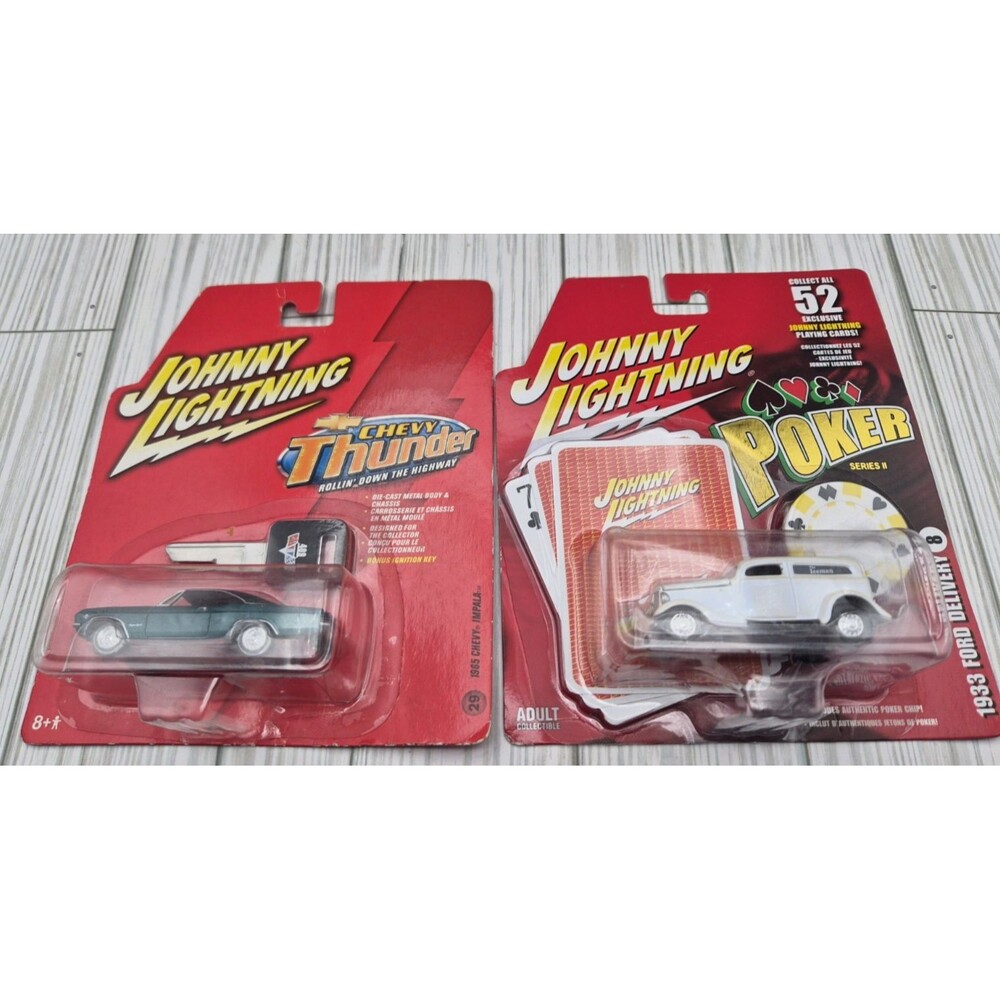 Johnny Lightning Lot 2 1:64 Poker Series 33 Ford Delivery & Chevy Thunder NIP